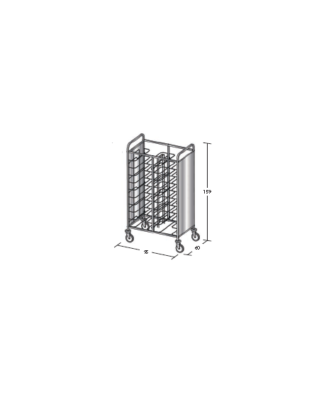Carrello portavassoi inox su 2 lati - universali - Portata vassoi 20 - cm 95x60x159h