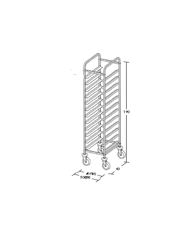 Carrello portavassoi inox - Portata vassoi 12EN - traversi imbullonati - cm 50x60x190h
