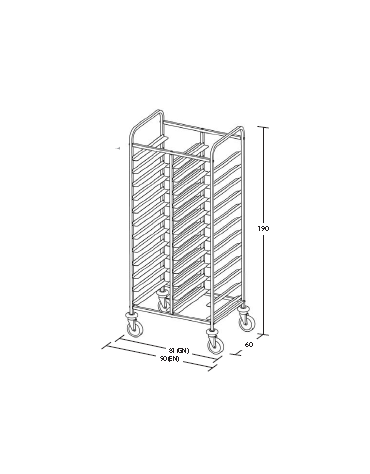 Carrello portavassoi inox - Portata vassoi 24EN - traversi imbullonati - cm 90x60x190h