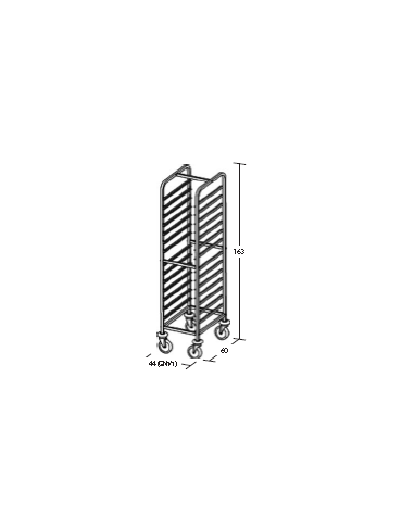 Carrello portateglie inox - traversi imbullonati - Portata 14 teglie 1/1 GN cm 44x60x163h