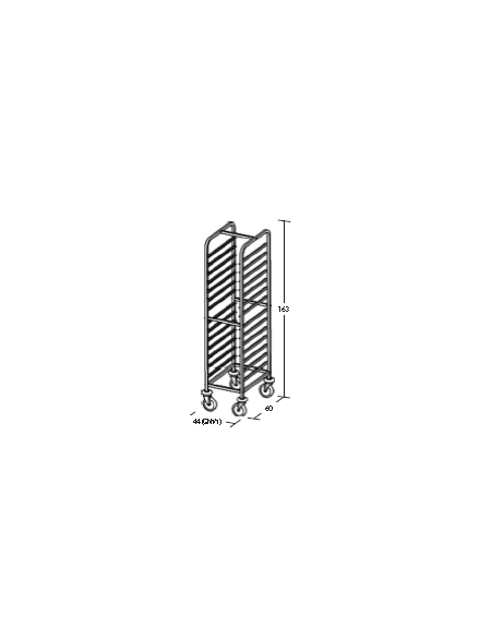 Carrello portateglie inox - traversi imbullonati - Portata 14 teglie 1/1 GN cm 44x60x163h