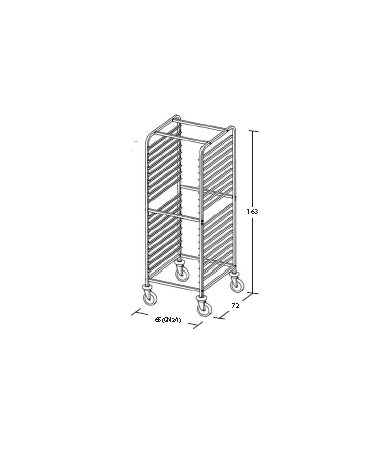 Carrello portateglie inox - traversi imbullonati - Portata 14 teglie 2/1 GN cm 65x72x163h
