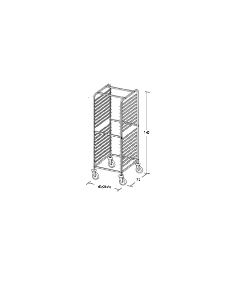Carrello portateglie inox - traversi imbullonati - Portata 14 teglie 2/1 GN cm 65x72x163h
