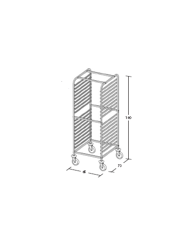 Carrello portateglie inox - traversi imbullonati - Portata 18 teglie 2/1 GN cm 65x73x180h