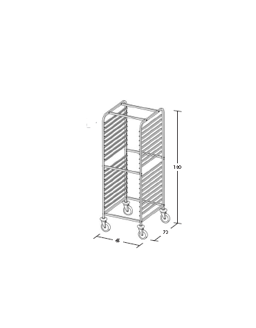 Carrello portateglie inox - traversi imbullonati - Portata 18 teglie 2/1 GN cm 65x73x180h