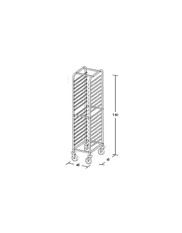 Carrello portateglie inox - traversi imbullonati - Portata 18 teglie 1/1 GN cm 45x61x180h