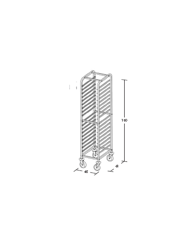 Carrello portateglie inox - traversi imbullonati - Portata 18 teglie 1/1 GN cm 45x61x180h