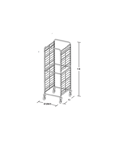 Carrello portateglie guide in filo-traversi imbullonati - Portata 20 teglie 2/1 GN cm 67x73x181h