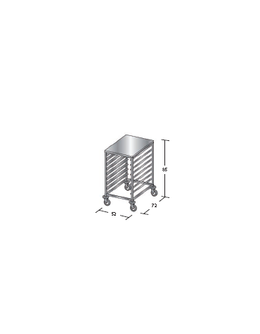 Carrello portateglie 60x40 - traversi imbullonati - Portata 8 teglie cm 52x72x85h