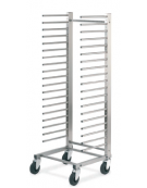 Carrello portateglie 60x40 in acciaio inox - traversi imbullonati - supporto a tubo - Portata 20 teglie cm 54x55x176h