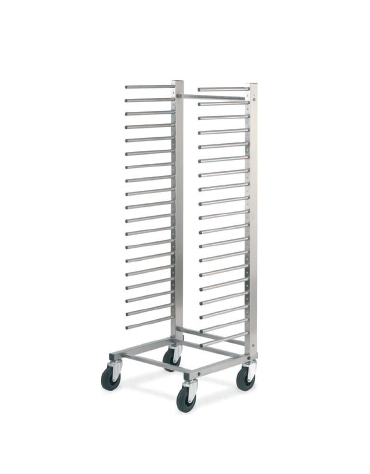 Carrello portateglie 60x40 in acciaio inox - traversi imbullonati - supporto a tubo - Portata 20 teglie cm 54x55x176h