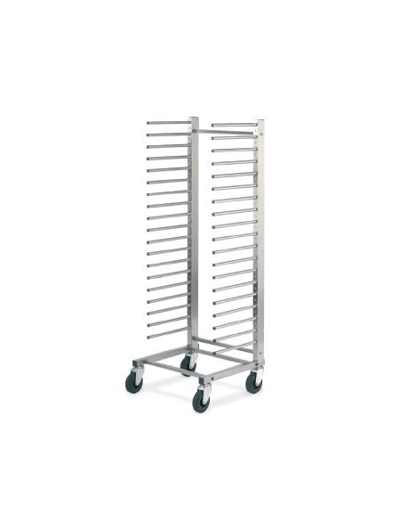 Carrello portateglie 60x40 in acciaio inox - traversi imbullonati - supporto a tubo - Portata 20 teglie cm 54x55x176h