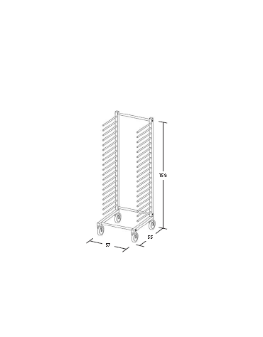 Carrello portateglie 60x40 in acciaio inox - traversi imbullonati - supporto a tubo - Portata 20 teglie cm 54x55x176h