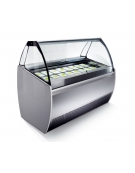 Vetrina gelati ventilata professionale 16 vaschette da Lt 4,75 orizzontale vetri curvi - Motore interno - cm 150x97x137h