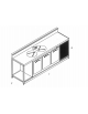 Banco bar refrigerato da cm. 250 - 3 sportelli + N° 1 vano neutro - Dimensioni cm. 250x67x113h