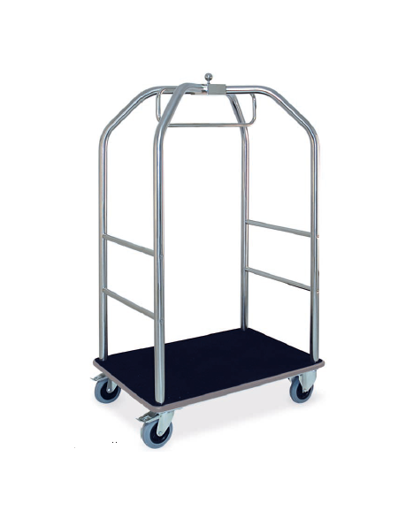 Carrello porta abiti e porta bagagli - colore moquette nera - in acciaio inox satinato cm 108x76x189h