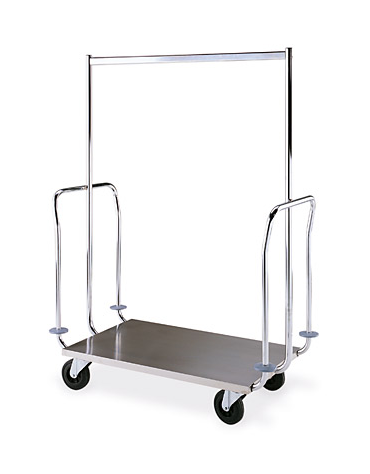 carrello portabiti - portabagagli - in tubo di Acciaio cromato cm 115x58x156h