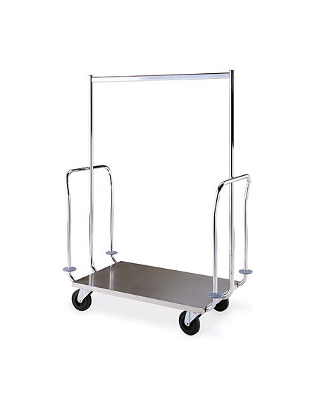 carrello portabiti - portabagagli - in tubo di Acciaio cromato cm 115x58x156h