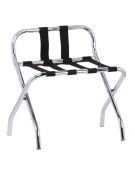 Reggivaligie realizzato in acciaio cromato con sponda - Cinghie in PVC - cm 56x40x62h