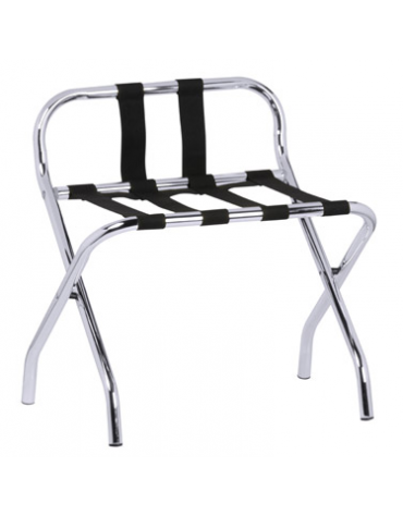 Reggivaligie realizzato in acciaio cromato con sponda - Cinghie in PVC - cm 56x40x62h