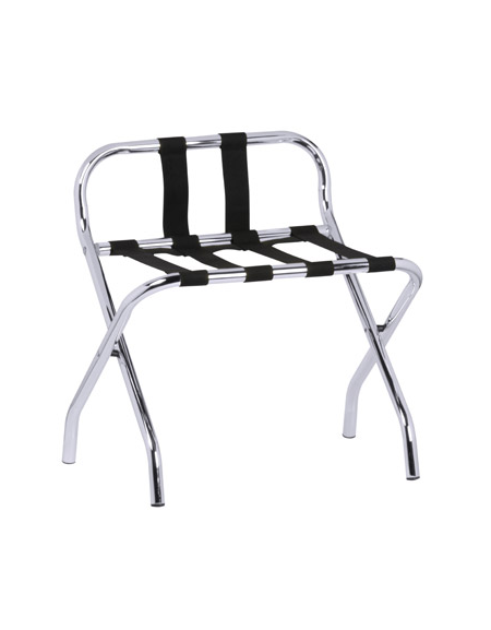 Reggivaligie realizzato in acciaio cromato con sponda - Cinghie in PVC - cm 56x40x62h