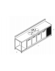 Banco bar refrigerato da cm. 300 - 4 sportelli + 1 vano neutro + 2 lavelli - Refrigerazione statica +3° +8°C -cm. 300x67x114h