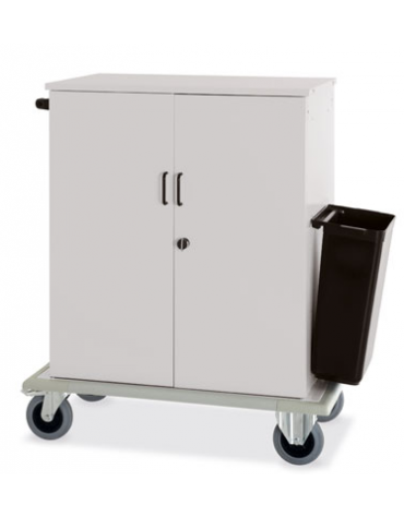 Carrello per rifornimento minibar frigobar in lamiera di acciaio - chiusura con ante a battenti con chiave - cm 100x62x119h