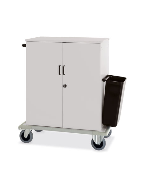 Carrello per rifornimento minibar frigobar in lamiera di acciaio - chiusura con ante a battenti con chiave - cm 100x62x119h
