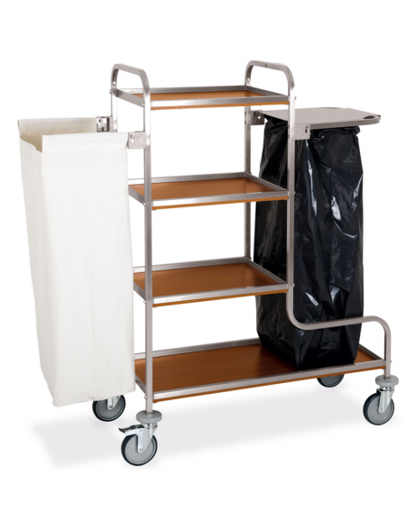 Carrello portabiancheria - N. 4 piani - 1 sacco esterno in tela e 1 immondizia cm 140x52x137h