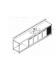 Banco bar refrigerato semilavorato statico con due lavelli e 4 sportelli - Lunghezza cm. 350 - Dimensioni esterne cm. 350x67x113