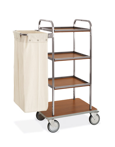 Carrello portabiancheria 4 piani - Base cm 73  reggisacco pieghevole con sacco portabiancheria - cm 102x52x134h