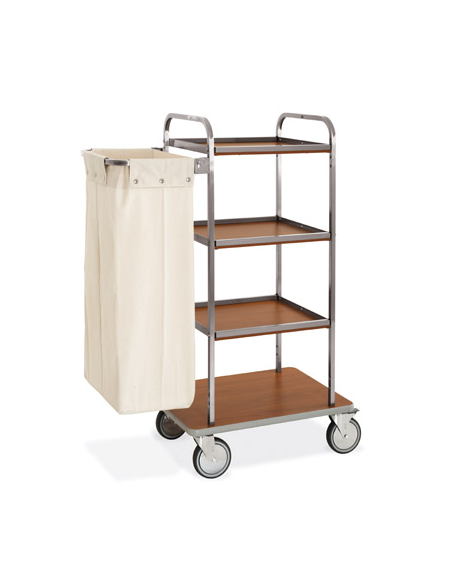 Carrello portabiancheria 4 piani - Base cm 73  reggisacco pieghevole con sacco portabiancheria - cm 102x52x134h