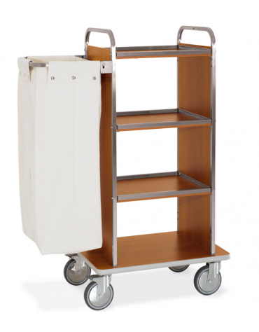 Carrello portabiancheria 4 piani - Base cm 73 + pannelli laterali + 1 reggisacco pieghevole con sacco - cm 102x52x134h