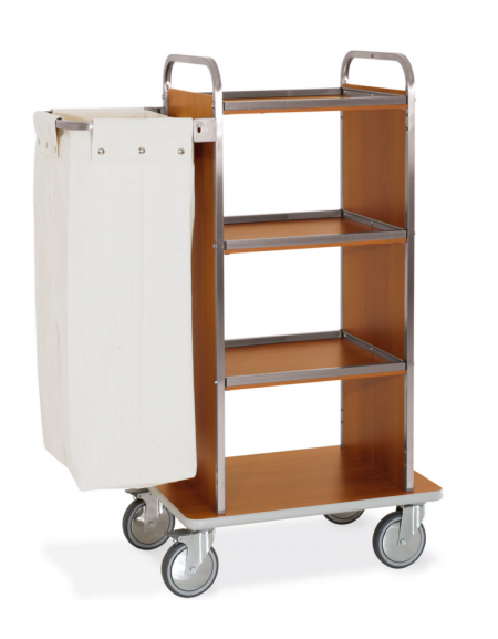 Carrello portabiancheria 4 piani - Base cm 73 + pannelli laterali + 1 reggisacco pieghevole con sacco - cm 102x52x134h