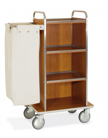 Carrello portabiancheria 4 piani - Base cm 73 + pannelli su tre lati + 1 reggisacco pieghevole con sacco - cm 102x52x134h
