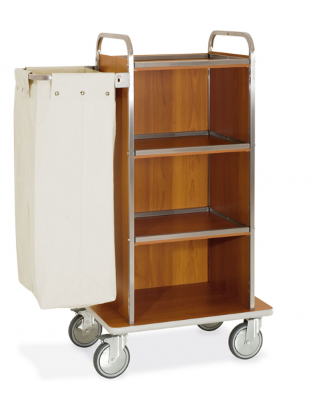 Carrello portabiancheria 4 piani - Base cm 73 + pannelli su tre lati + 1 reggisacco pieghevole con sacco - cm 102x52x134h