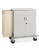 Carrello portabiancheria armadiato in lamiera di acciaio - 1 sacco in tela e 2 sportelli con serratura - cm 130x62x118h