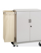 Carrello portabiancheria armadiato in lamiera di acciaio - con 2 sacchi in tela e 2 sportelli con serratura - cm 160x62x118h