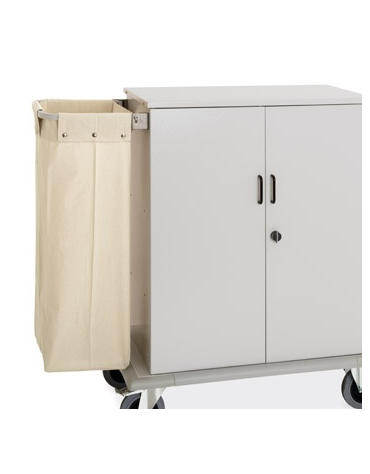 Carrello portabiancheria armadiato in lamiera di acciaio - con 2 sacchi in tela e 2 sportelli con serratura - cm 160x62x118h