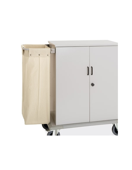 Carrello portabiancheria armadiato in lamiera di acciaio - con 2 sacchi in tela e 2 sportelli con serratura - cm 160x62x118h