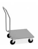 Portacasse in acciaio inox AISI 304 con un manico in tubo smontabile - Piano cm 60x60 - 4 ruote - Portata Kg 200 - cm 60x70x97h