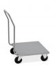 Portacasse in acciaio inox AISI 304 con un manico in tubo smontabile - Piano cm 60x60 - N° 4 ruote - Portata Kg 200 - cm 60x70x9