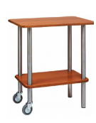 Carrello gueridon - 2 piani in nobilato e struttura in acciaio inox cm 70x50x78hh