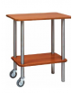 Carrello gueridon - 2 piani in nobilato colore Noce e struttura in acciaio inox - cm 70x50x78h