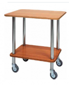 Carrello gueridon - 2 piani in nobilato e struttura in acciaio inox cm 70x50x78h