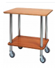Carrello gueridon - 2 piani in nobilato colore Noce e struttura in acciaio inox - cm 70x50x78h