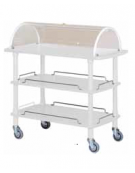 Carrello in legno - 3 piani - colore laccato bianco con cupola semisferica - cm 110x55x114h