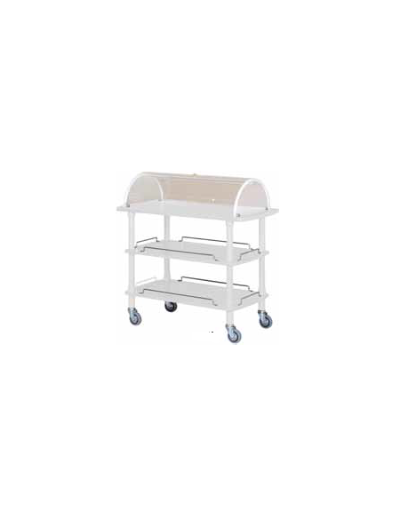 Carrello in legno - 3 piani - colore bianco  con cupola - cm 110x55x114h