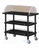 Carrello in legno - 3 piani - colore Laccato Nero con cupola semisferica - cm 110x55x114h
