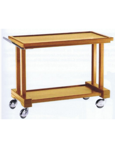 Carrello di servizio in legno massello 2 piani colore noce cm 115x55x82h
